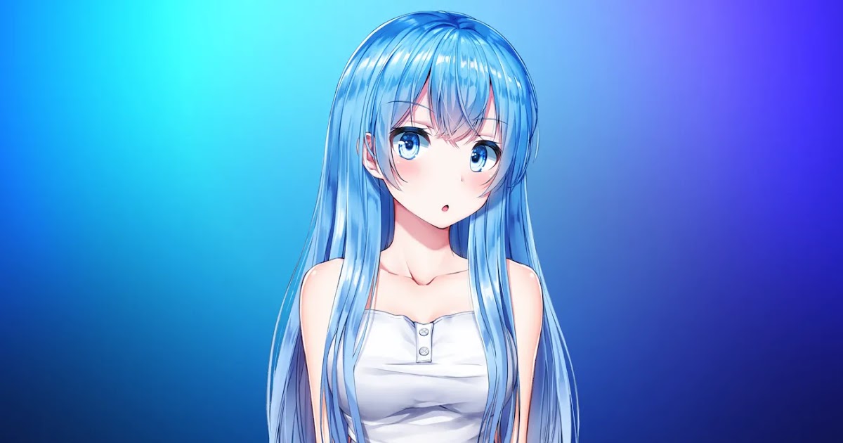 Wallpaper girl blue blue eyes pretty cyan cute blue hair Image source from ...