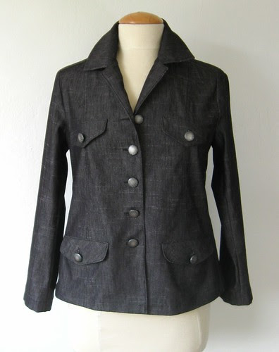 Denim jacket black with buttons finished front