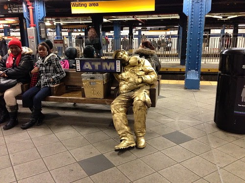 Gold Man, in the subway