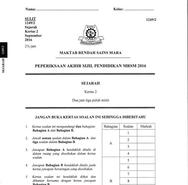 Contoh Soalan Pt3 Sains Mrsm  Sacin Quotes