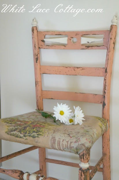 Daisy Hall Chair with Bark Cloth on Crafty Texas Girls