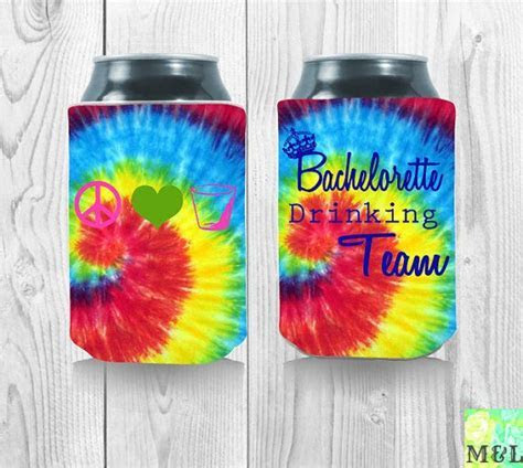 Customized Tie Dye Bachelorette Can Koozies by Customized Tie Dye Bachelorette Can Koozies by