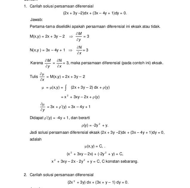 Contoh Aplikasi Persamaan Diferensial Orde 1