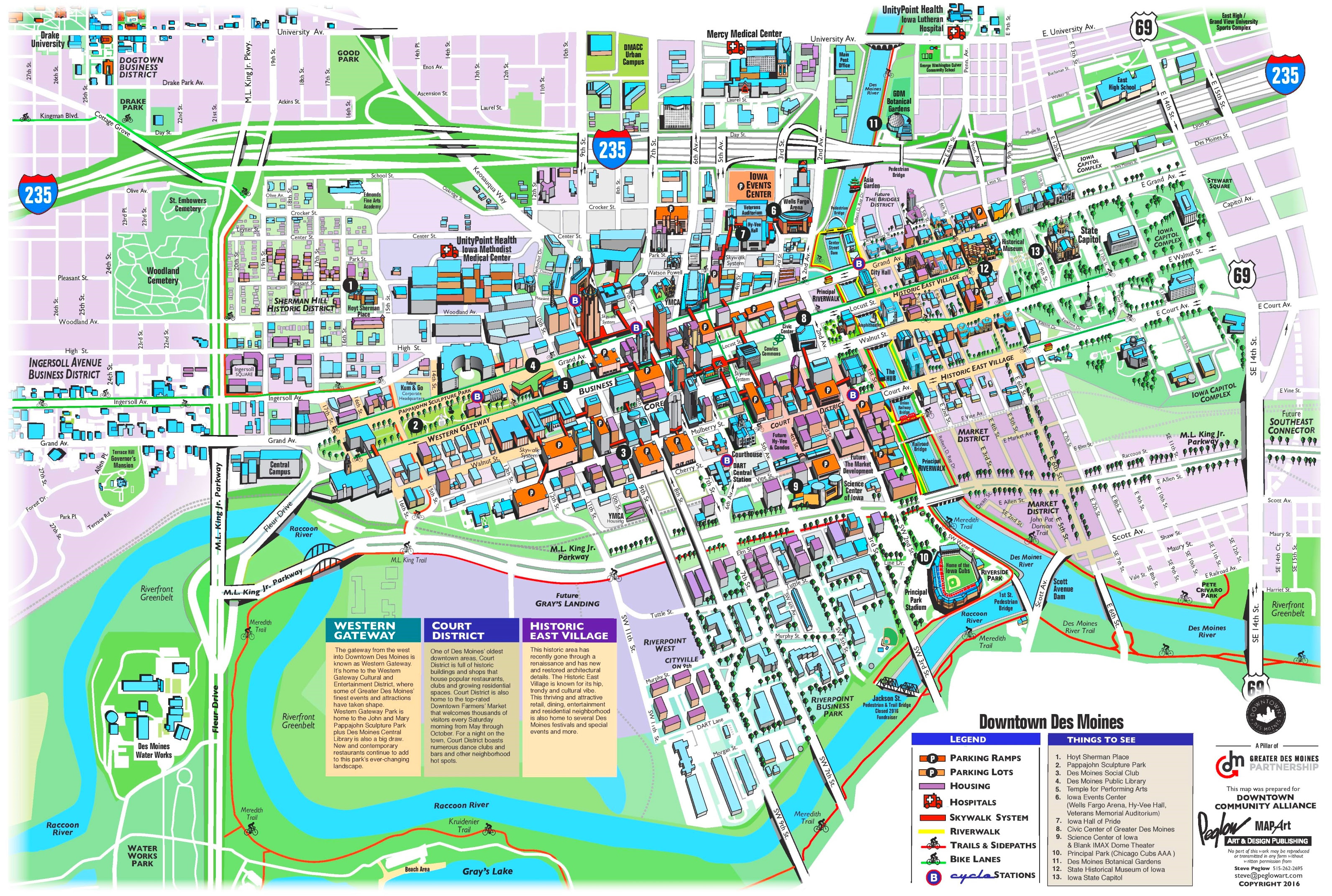 Des Moines Downtown Biggest Map Largest Wall Maps Of 3779