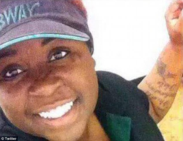 Pictured in her Subway uniform, Sierra 'C-Babi Mccurdy' was ripped for lauding the deaths of two officers 