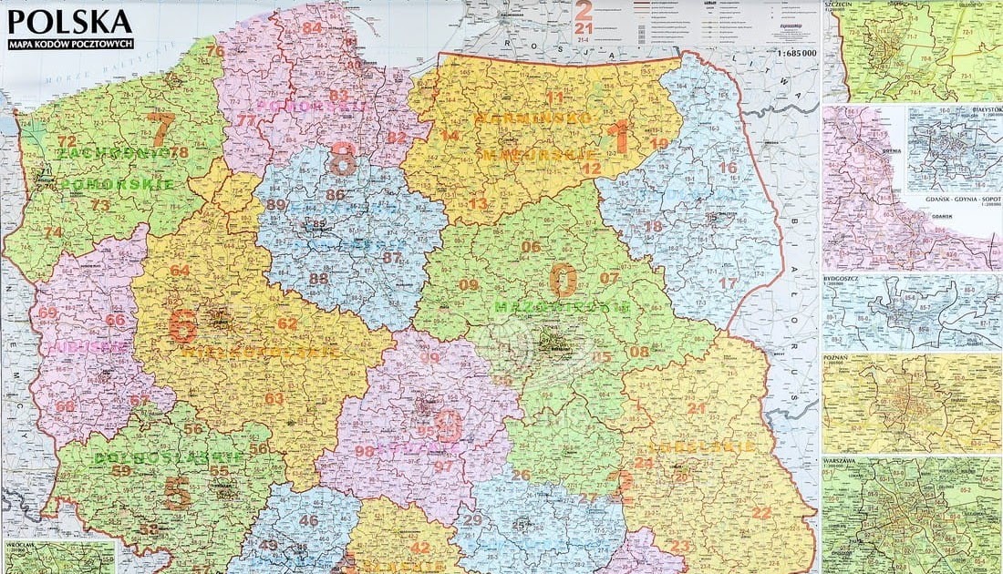 Mapa Polski: Mapa Kodów Polska