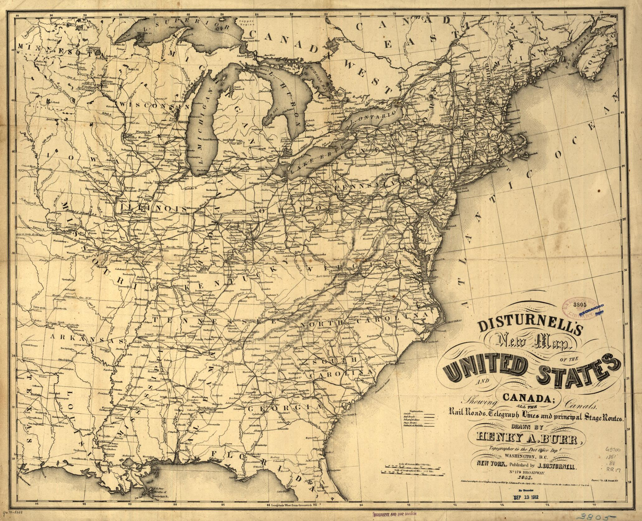 1850 Railroad Map - According to the past records in the year of 