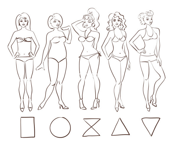 Bodycon dress on different body types drawings for work