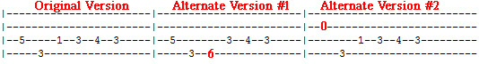 Aqualung bass tab variations