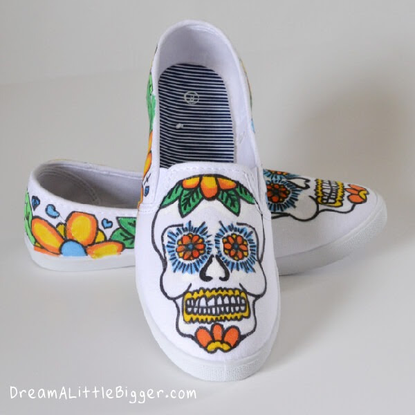 Sugar Skull Sneakers Tutorial by DreamALittleBigger.com