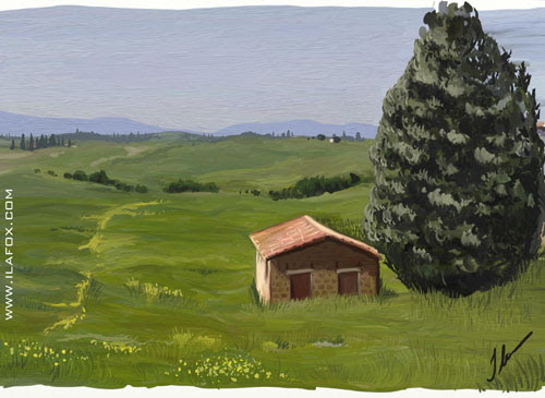 pintura digital paisagem toscana itália street view art rage, dicas para ilustradores, by ila fox