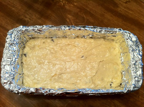Batter Added to Lined Bread Pan