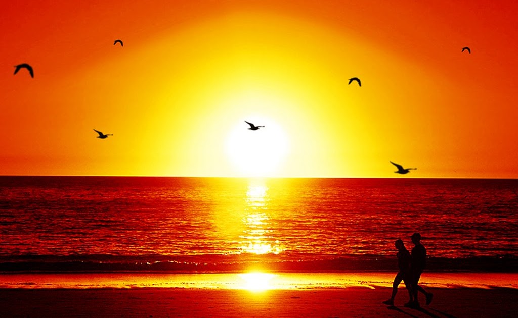 Wallpaper Pemandangan Pantai Sore Hari Nano Gambar