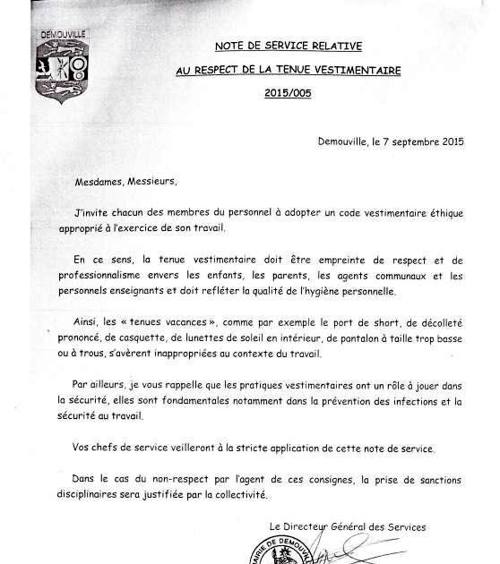 Exemple Personnel Note De Service Horaire De Travail  La Journee De
