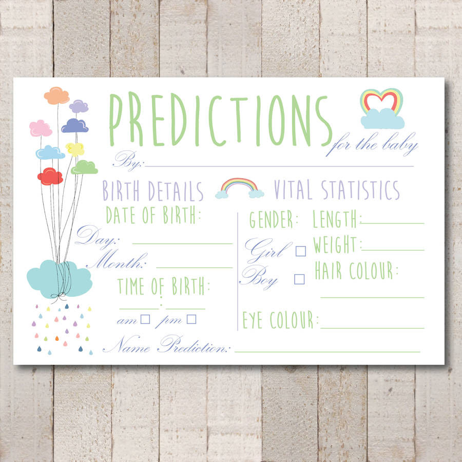 Free Printable Baby Shower Prediction Cards