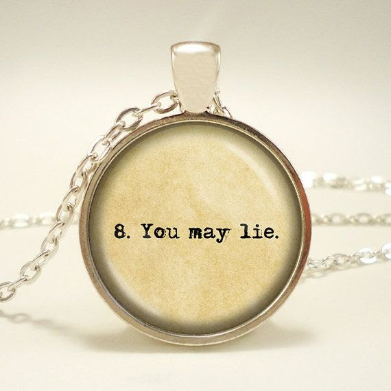 The Giver literary quote "8. You may lie." Handcrafted Keepsake Pendant - Lois Lowry - Jonas List of Rules -
