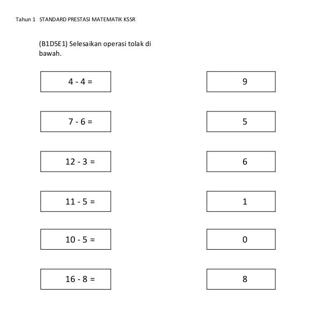 Contoh Soalan Matematik Tahun 1 Ujian Bulanan Soalan Bz