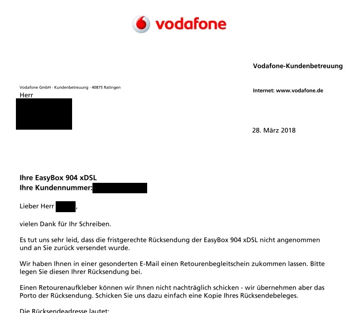 Vodafone Rücksendeschein Router Zum Ausdrucken : Router Zurueckschicken