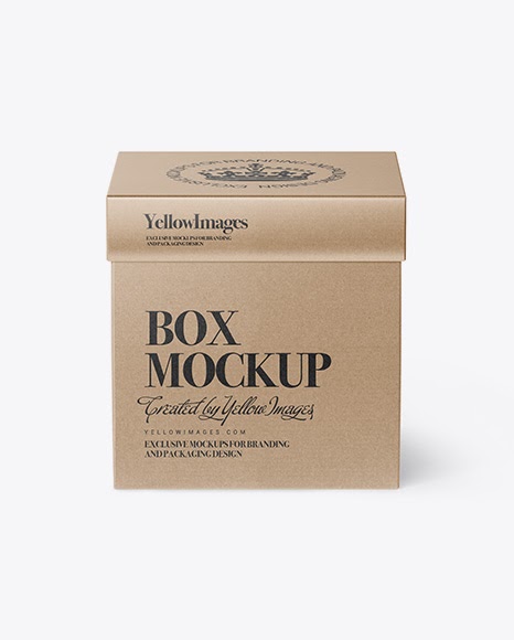 Download Free Glossy Kraft Square Box Mockup - Front View (High ...