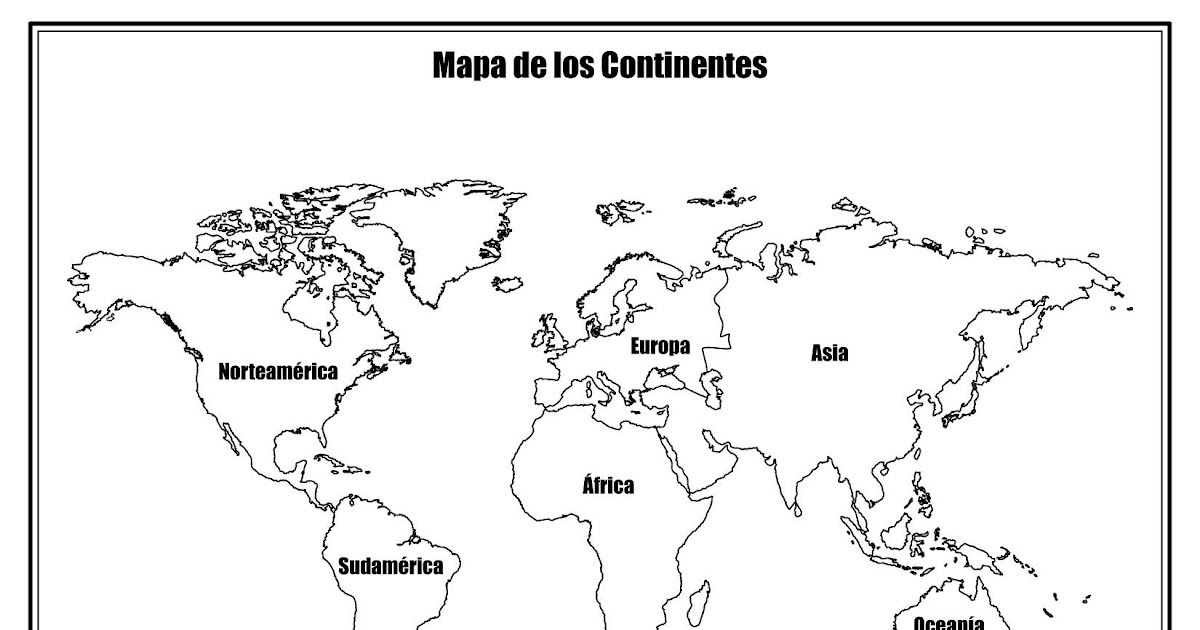 Mapa Con Los Continentes Para Colorear