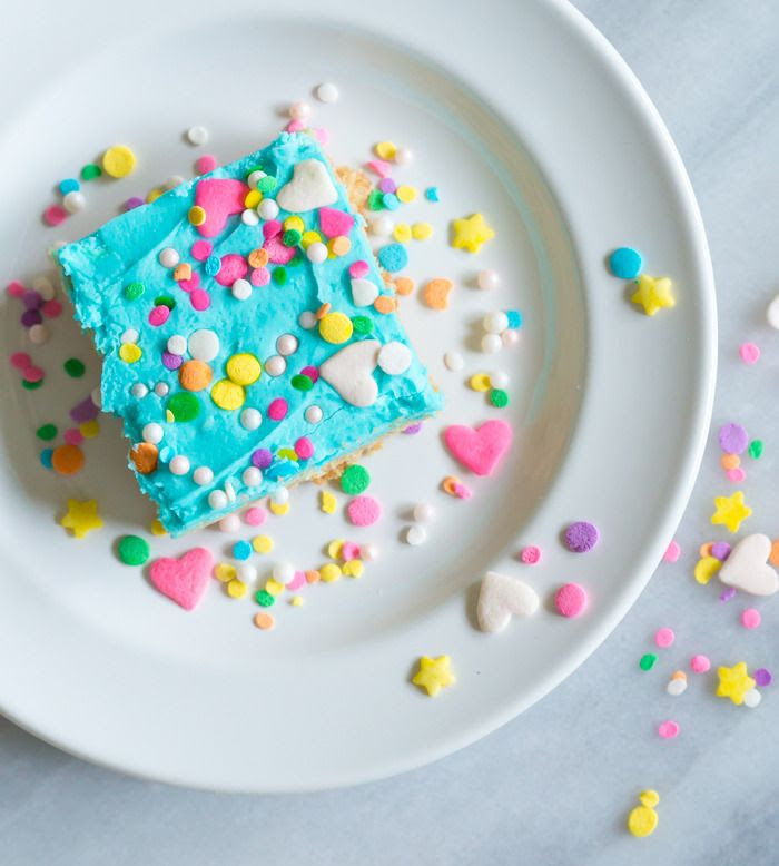 unicorn blondies (cake batter flavored, but made from scratch!)