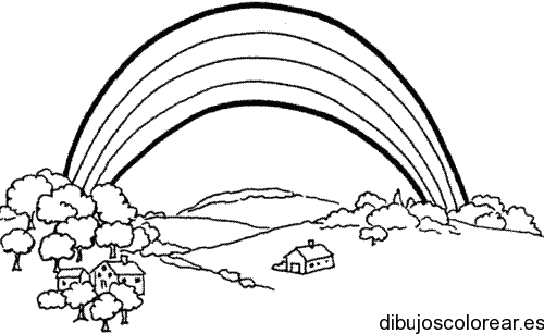 Infantil Paisaje Arcoiris Para Colorear - imagen para colorear