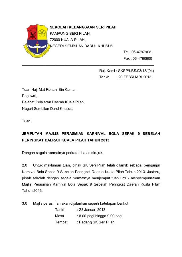 Contoh Surat Rasmi Jemputan Perasmian  Opening q