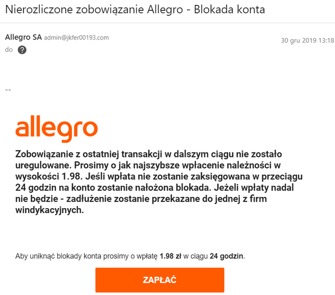 Stopa Zwrotu Atak Oszustow Kampania Phishingowa Na Allegro