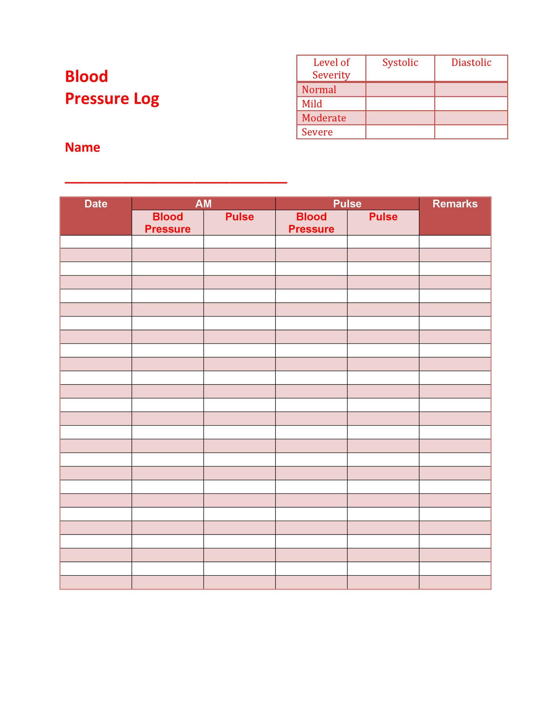 Blood Pressure Spreadsheet Template HQ Template Documents