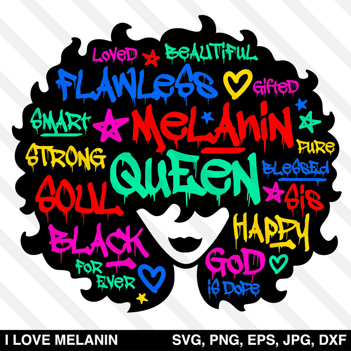 Download Graffiti Black Queen Afro Woman SVG - I Love Melanin