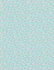 STANDARD size JPG A2 card size JPG white typography numbers on light turquoise paper 350dpi