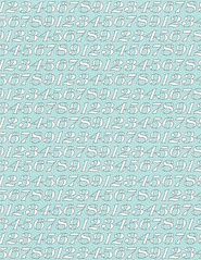 STANDARD size JPG A2 card size JPG white typography numbers on light turquoise paper 350dpi