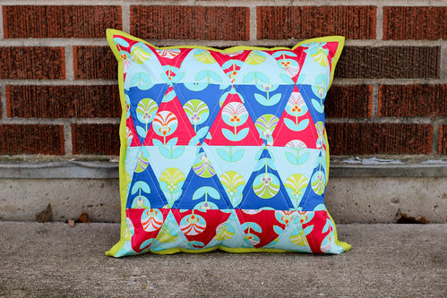 Color Me Retro Triangle Pillow by Jeni Baker