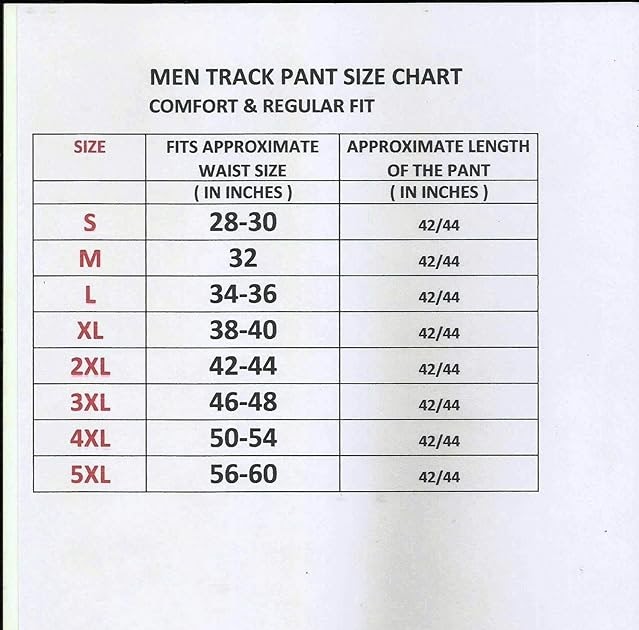Jogger Pants Size Chart - Greenbushfarm.com