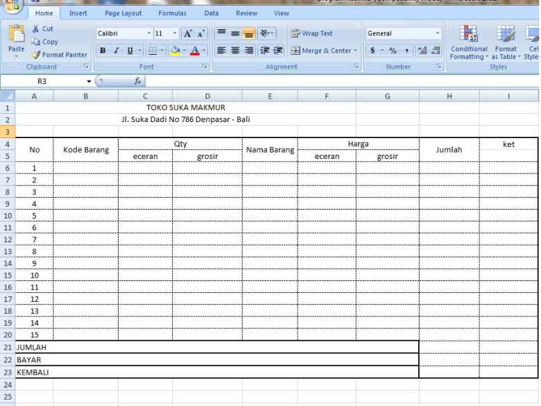Membuat Sistem Informasi Kasir Sederhana Berbasis Microsoft Excel My