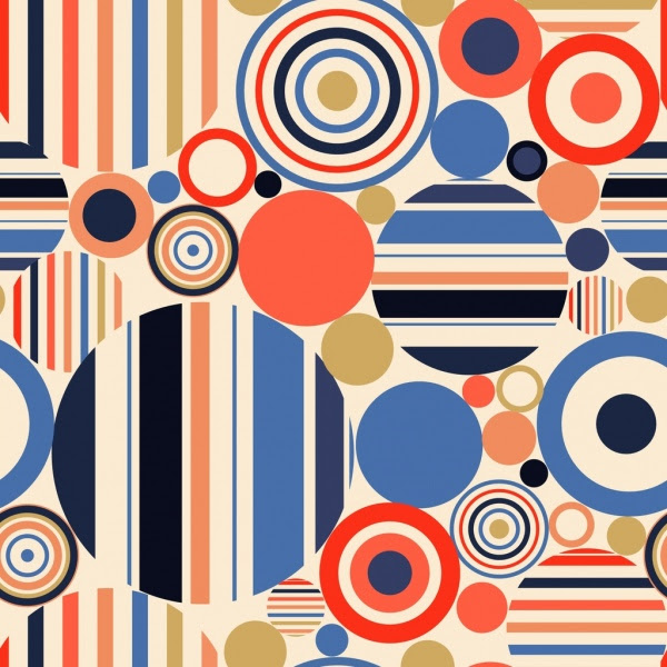 Pola Abstrak Geometris Lingkaran Datar Warna Warni Dekorasi Vektor