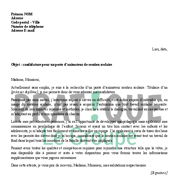 Lettre De Motivation Restauration Scolaire Mairie  Perodua s