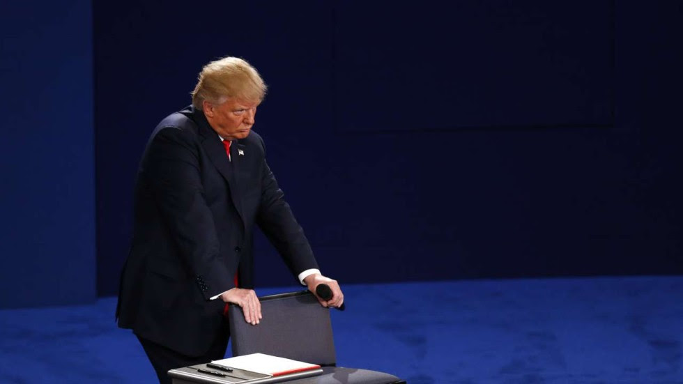 Image result for trump humping stool at debate