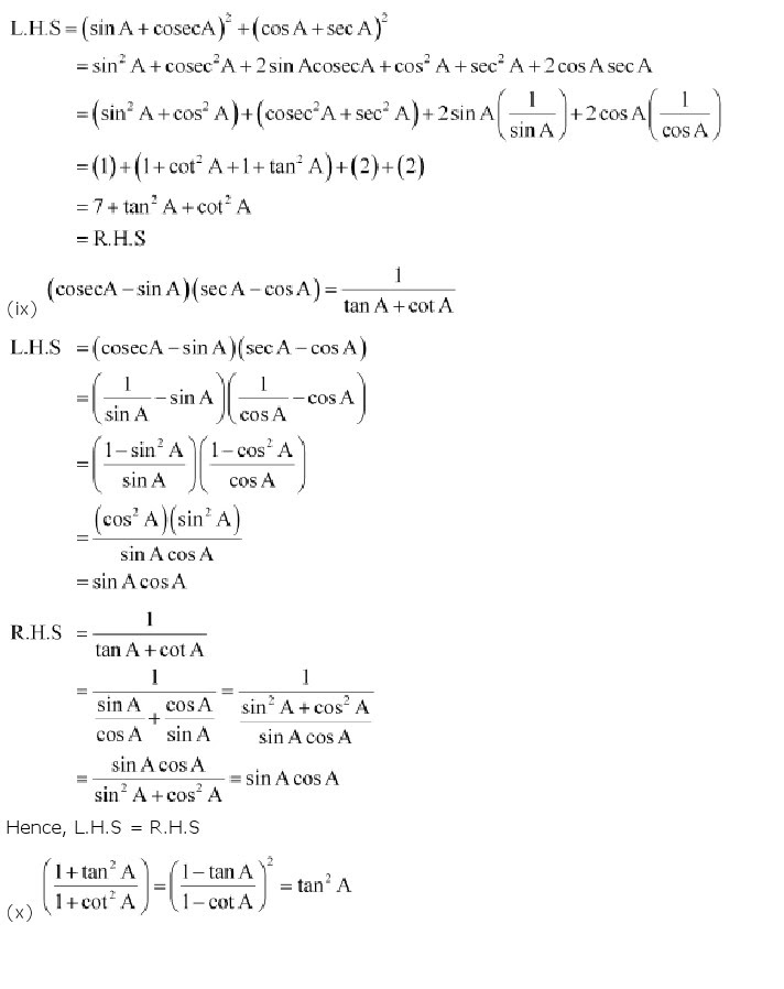 NCERT Solutions for Class 10th Maths Chapter 8 - Introduction to Trigonometry