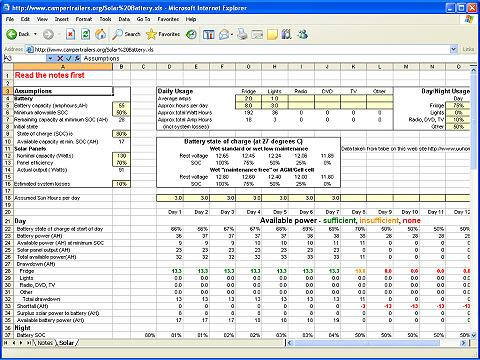 calculation spreadsheet excel calculating campertrailers