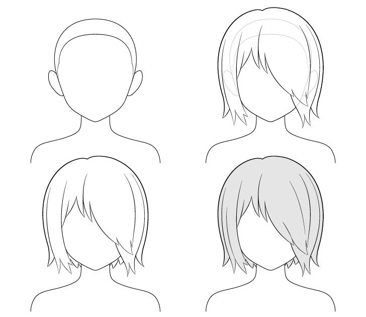 Anime Drawing Base With Hair And Eyes - Dengan Santai