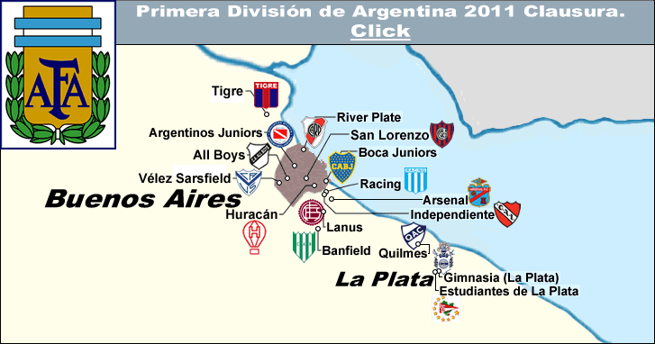 Primera Division Map - Primera Division Argentina: 2008 Apertura map