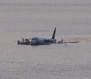 US Airways Flight 1549 afloat on the Hudson River