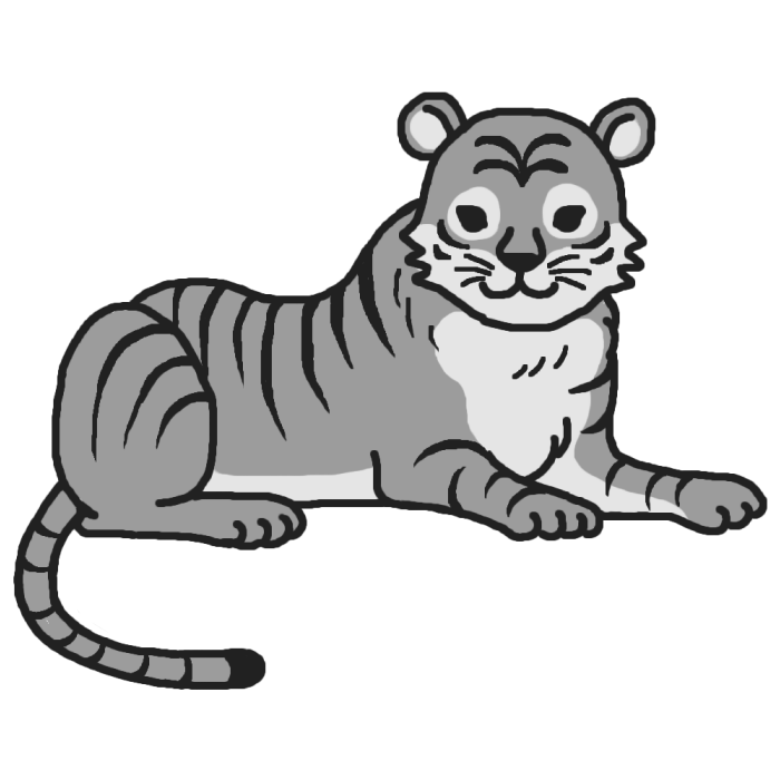 トップコレクション 虎 イラスト 白黒 無料の印刷可能なイラスト素材