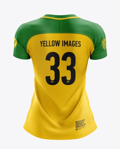 Download Women's Soccer Jersey PSD Mockup Back View