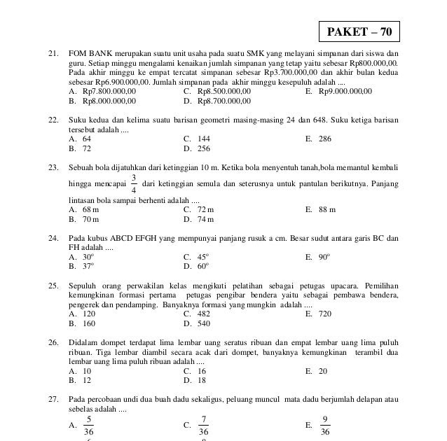 Contoh Soal Try Out Matematika Kelas 12 Sma Dan Pembahasannya - Sekolah