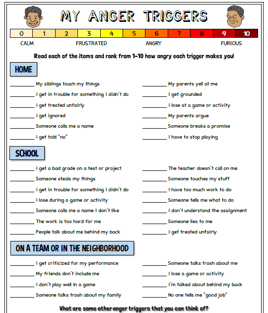 Anger Management Worksheet - Page Obey