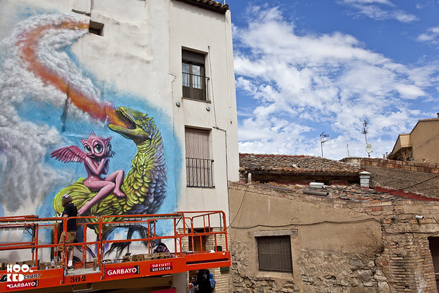 Ron English for #AvantGuardeUrbano Festival in #Tudela #Spain. #Hookedblog #streetart