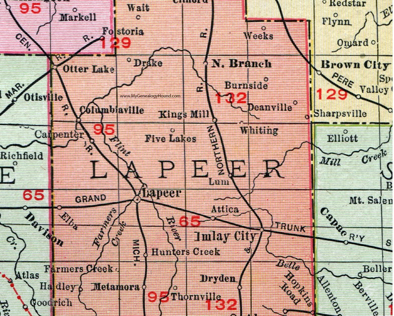 Lapeer County Mi Map | Cities And Towns Map