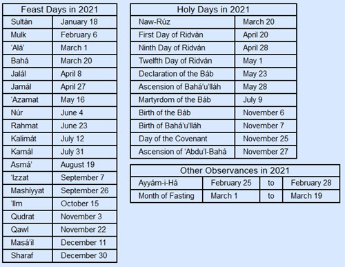 Baha I Calendar 2021 | Calendar 2021